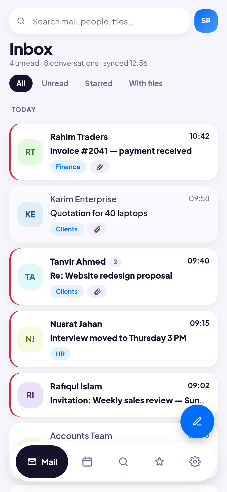 SamitMail inbox on a phone